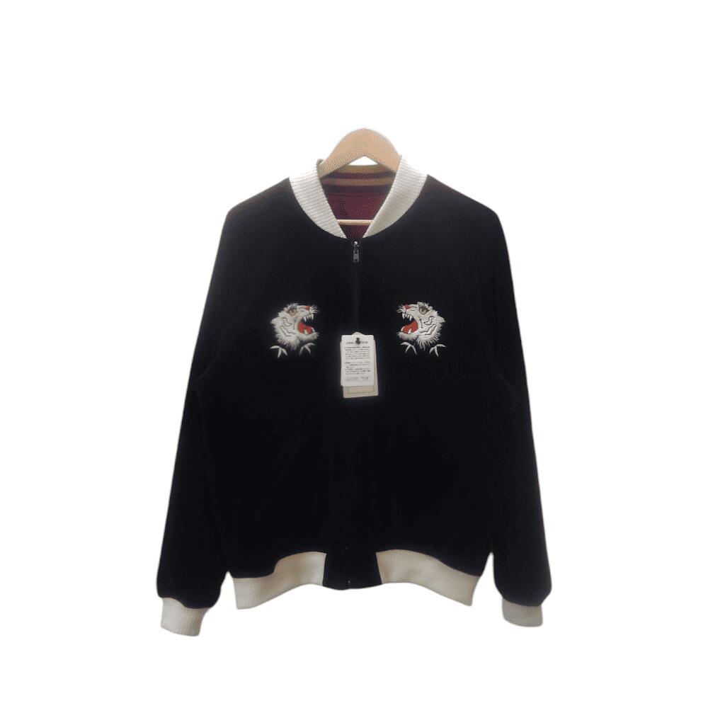 AVIREX VELVETEEN SKA JACKET WHITE TIGER BLACK/BURGUNDY サイズL 783-4252017 アビレックス ヴェルヴェッティーン スカ ジャケット ホワイト タイガー リバーシブル スカジャン 大名店【中古】