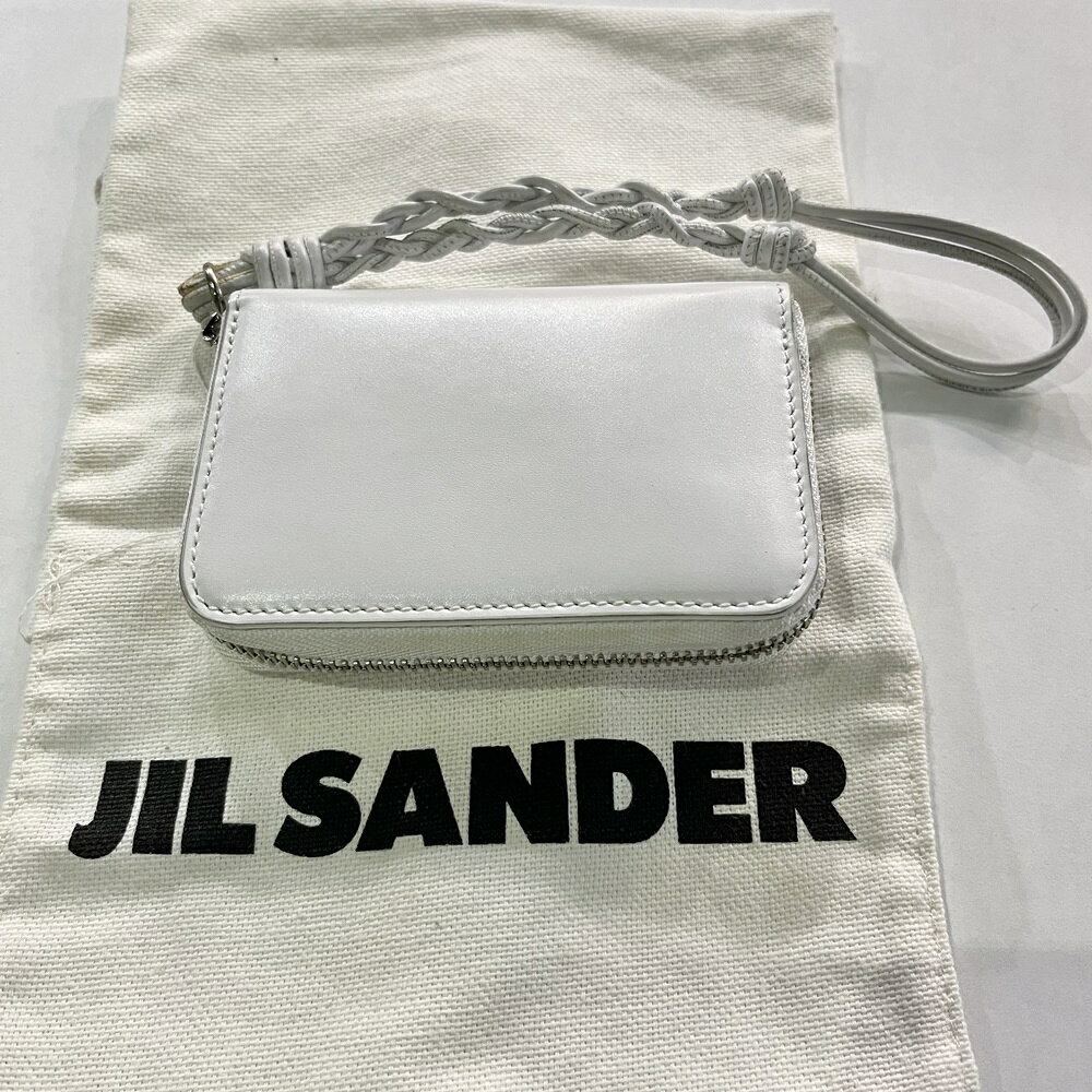 JIL SANDER COIN CASE ジルサンダー ストラップ付 レザー コインケース ホワイト ...