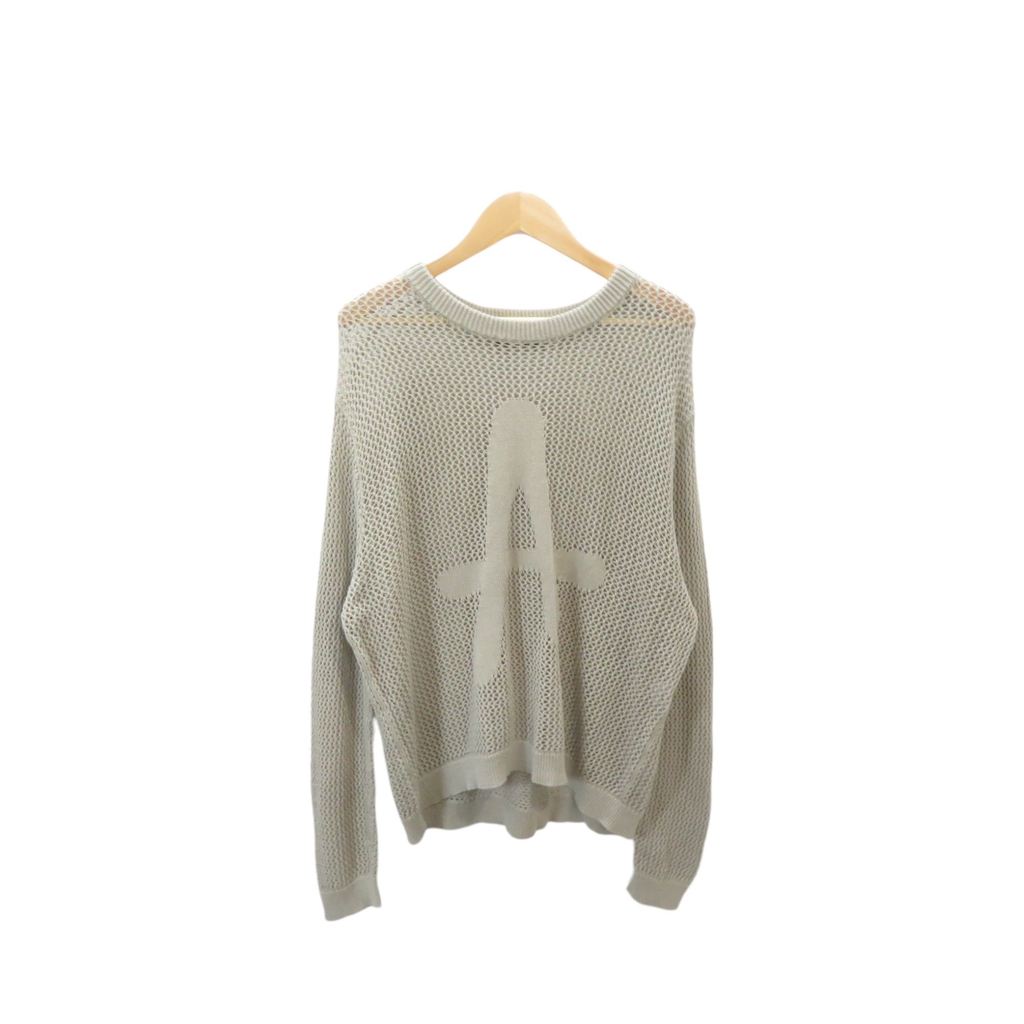 Rakuten - AIVER - 綿麻 A MESH KNIT サイズM アイバー メッシュ ニット クルーネック セーター ビッグロゴ レイヤード 大名店【中古】