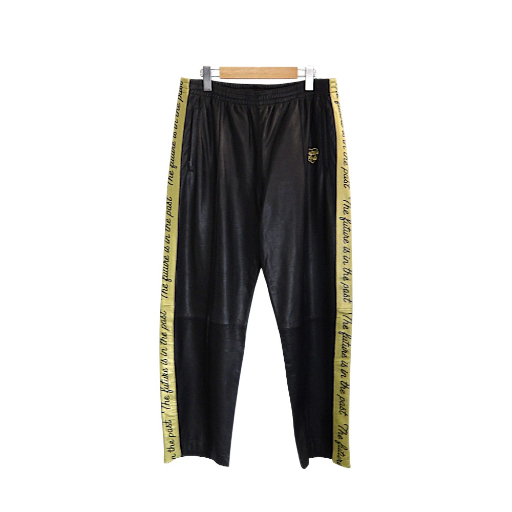 HUMAN MADE LEATHER TRACK PANTS BLACK サイズL HM27PT015 ヒューマンメイド レザー トラックパンツ カウレザー 大名店【中古】