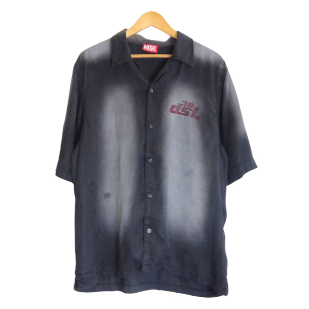 Rakuten - DIESEL S-ELLY S/S SHIRT BKACK SIZE46 ディーゼル セリー ショート スリーブ シャツ 大名店【中古】