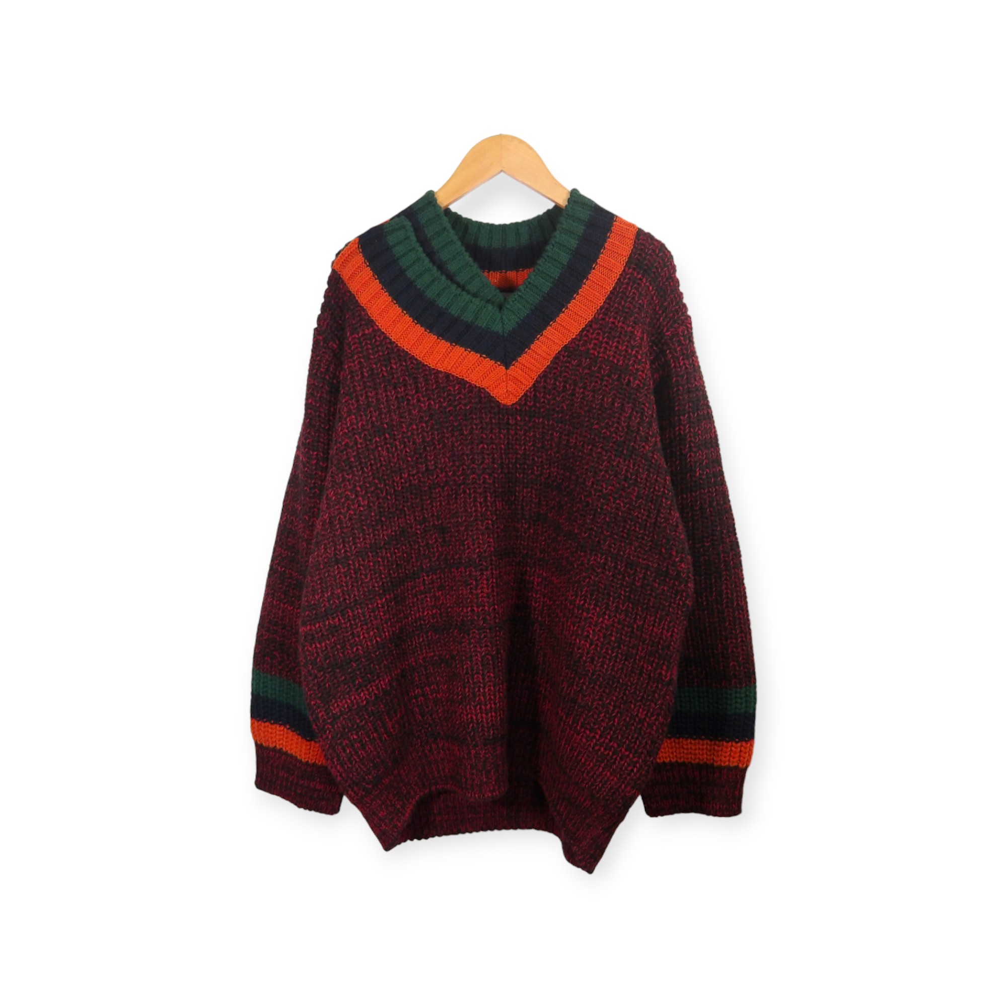 kolor BEACON MIXED KNIT V NECK RED サイズ3 21WBM-N01331 カラービーコン ミックスドニット Vネック ..