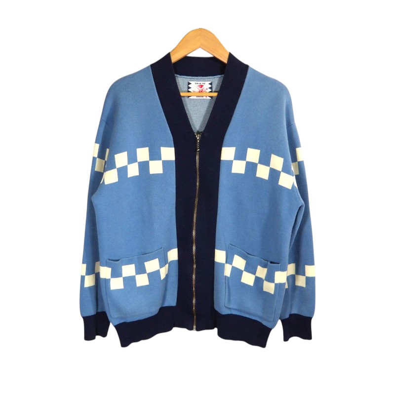 Rakuten - SON OF THE CHEESE 23aw CHESSBOARD CHECK CARDIGAN BLUE サイズL SC2310-KN07 サノバチーズ チェスボード チェック カーディガン ニット トップス 大名店【中古】