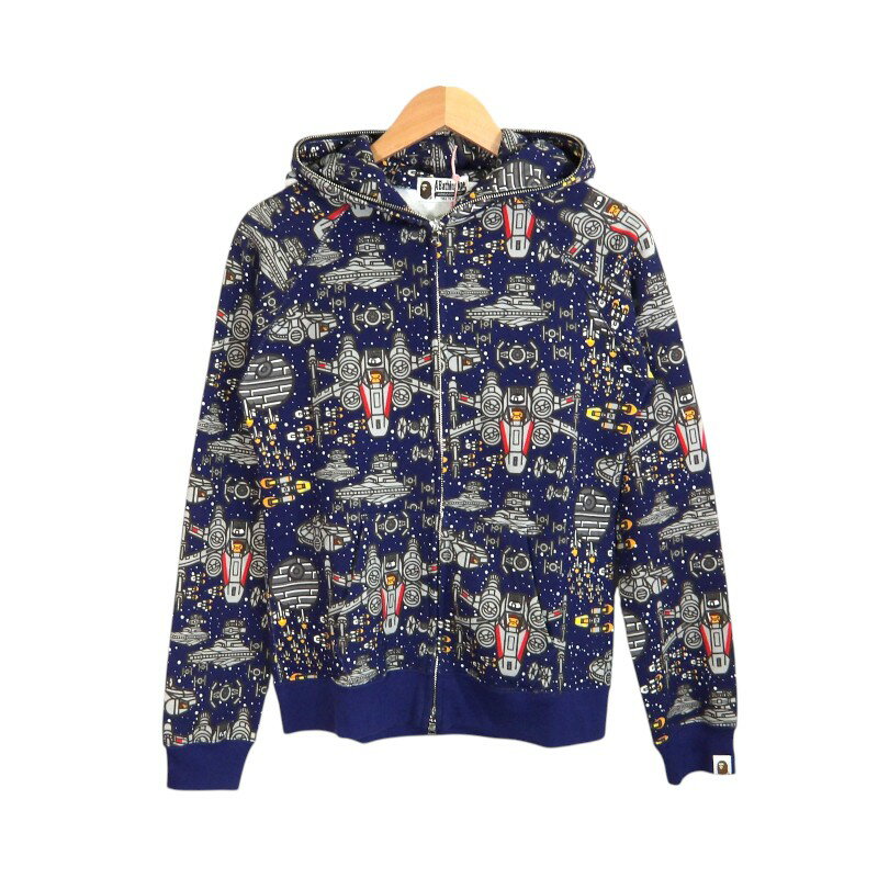 乐天商城 - A BATHINGAPE STAR WARS HOODIE MILO GALAXY サイズS 6923-215-020 アベイシングエイプ スターウォーズ フーディー ミロ ギャラクシー パーカー トップス 大名店【中古】