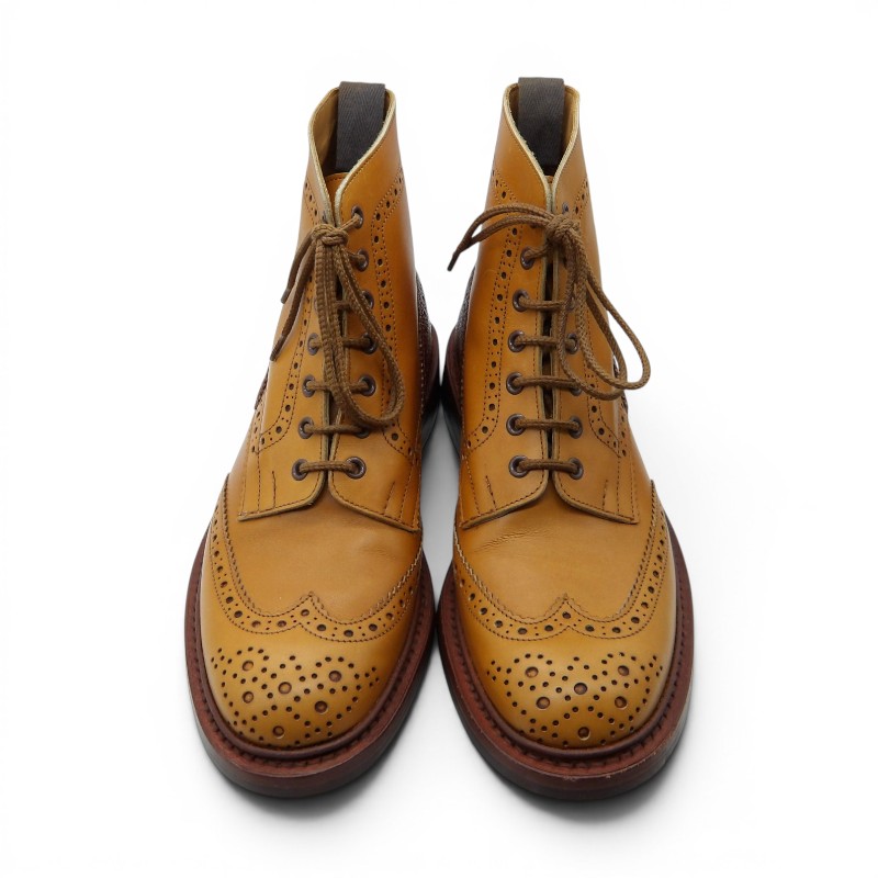 union3 楽天市場店のTRICKERS LEATHER COUNTRY BOOT BROWN イングランド製 サイズ26.0cm 箱無し トリッカーズ レザー カントリー ブーツ 靴 大名店【中古】｜アングル3