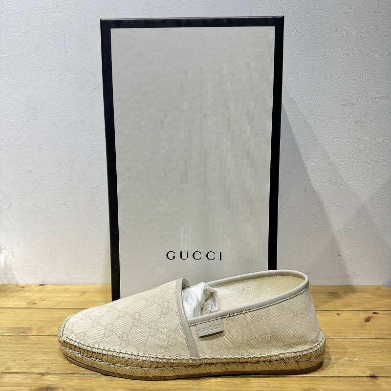 GUCCI ESPADRILLES GG サイズUK8.5 箱有 グッチ エスパドリーユ GGキャンバス シューズ 心斎橋店【中古】