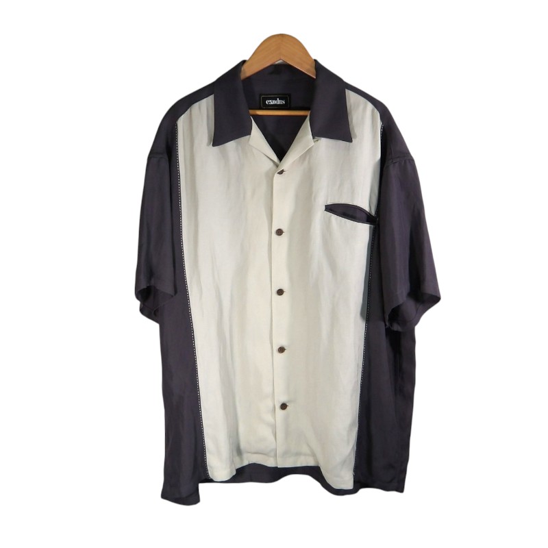 メンズ エクソダス 2TONE OPEN COLLAR SHIRTS XL 茶系