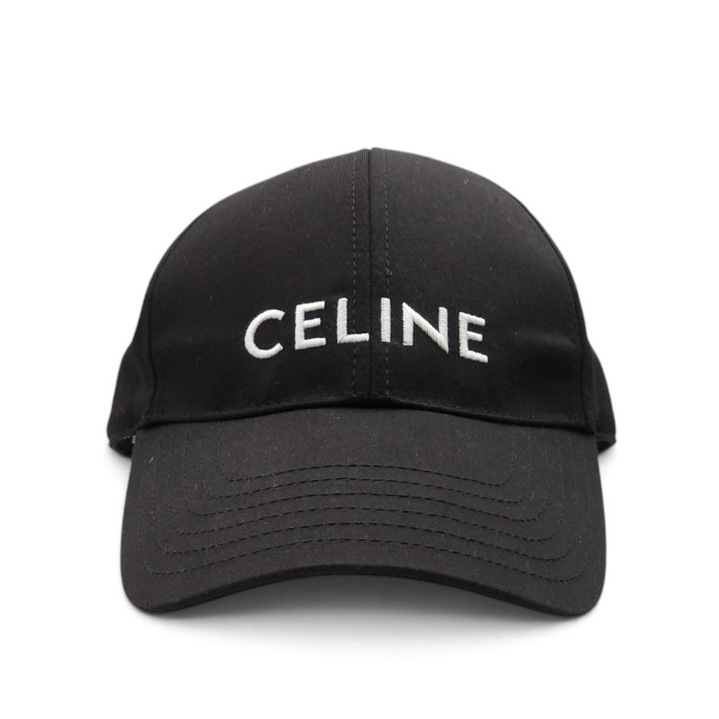 CELINE EMBROIDERY BASEBALL CAP BLACK サイズM 2AUA1242M.NO38 セリーヌ エンブロイダリー ベースボール キャプ 帽子 大名店【中古】