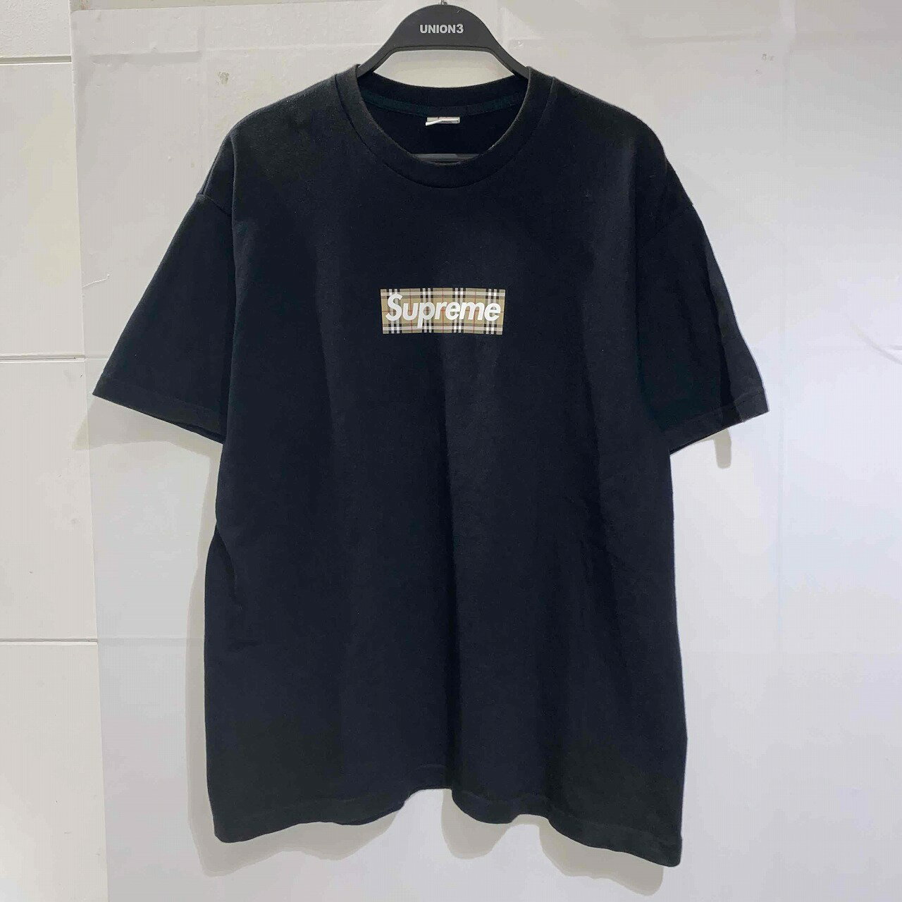 Supreme 22ss Burberry Box Logo Tee Lサイズ シュプリーム バーバリーボックスロゴ半袖Tシャツ ブラック 南堀江店【中古】