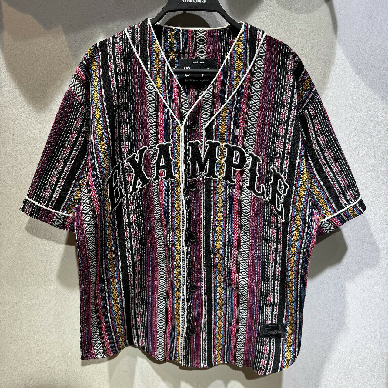 Rakuten - EXAMPLE NATIVE S/S BB SHIRT SIZE-L エグザンプル ネイティブパターンベースボールシャツ 心斎橋店【中古】