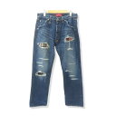 NITRAID FLANNEL REPAIR CRUSH JEANS サイズM NR009-PA04 ナイトレイド チェックフランネルリペアクラッシュデニムパンツ 大名店