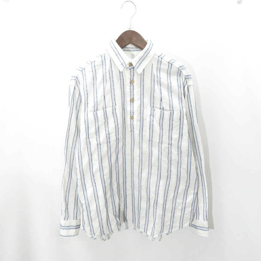 SIMPLY COMPLICATED Fringe Stripe Shirt Size-1 シンプリーコンプリケイテッド フリンジ ストライプ シャツ 大名店【中古】