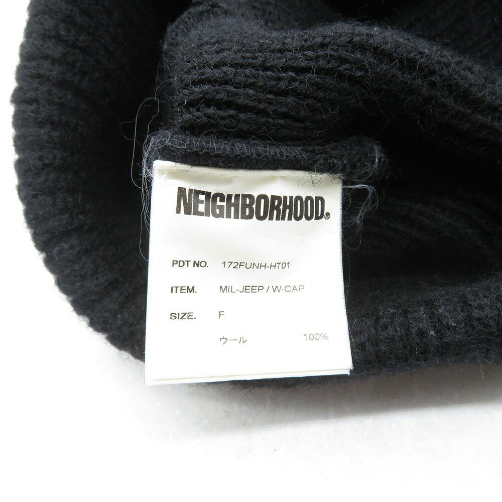 NEIGHBORHOOD MIL-JEEP W-CAP 172FUNH-HT01 ネイバーフッド ニット帽 ビーニー ブラック 大名店【中古】