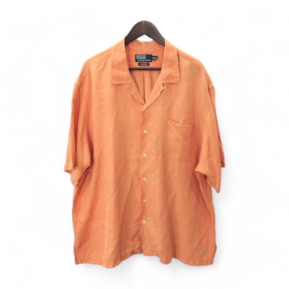 商品詳細POLO by RALPH Lauren 90s CALDWELL LINEN SHIRT ORANGE ポロバイラルフローレン コールドウェル リネンシャツ■ブランド：POLO by Ralph Lauten■品番：無し■カラー：オレンジ■参考価格：－■付属品：無し■状態：特記すべき傷、汚れなどありません。■サイズ(約cm)：メジャー採寸の為、若干の誤差が生じる場合がございます。SIZE肩幅身幅着丈袖丈XXL567477.528.5ご注意●お色味について、極力実物に近くなるよう撮影を心掛けておりますが、ご使用のモニター環境等により、実際のお色味と多少異なる場合がございます。●商品チェックについて、確認には、細心の注意を払っておりますが、初期傷や劣化、保管時の小傷等がある場合がございます。 あくまでもUSED品となっておりますので神経質な方のご購入はお控え下さい。●当店の商品は実店舗でも販売しております。お買い上げ頂いた商品が品切れになってしまう場合がございます。ご迷惑をおかけ致しますが、予めご了承ください。●返品・交換について、不良品以外の返品、交換はお受け致しかねますので サイズ、状態などよくお確かめの上、ご購入下さい。この商品のお問い合わせ先UNION3 大名店■ 福岡県福岡市中央区大名1丁目10番20号ベイシック大名1F■ 092-737-8997