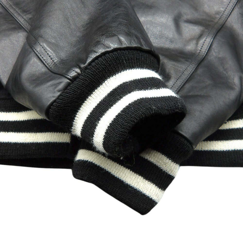 WACKO MARIA 23aw LEATHER VARSITY JACKET BLACK サイズL 23FW-WMO-BL06 ワコ マリア レザー バーシティ ジャケット スタジャン 大名店【中古】