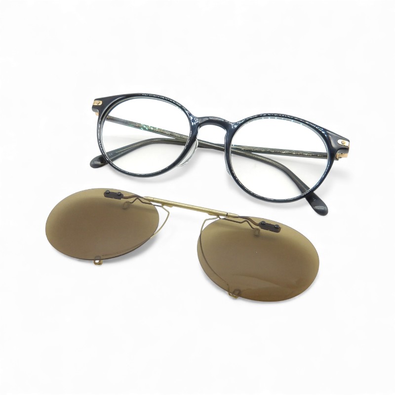 Rakuten - EYEVAN 7285 306 CLIP ON SUNGLASSES c.201 ケース有 アイヴァン7285 クリップオンレンズ付 ボストンサングラス 眼鏡 大名店【中古】