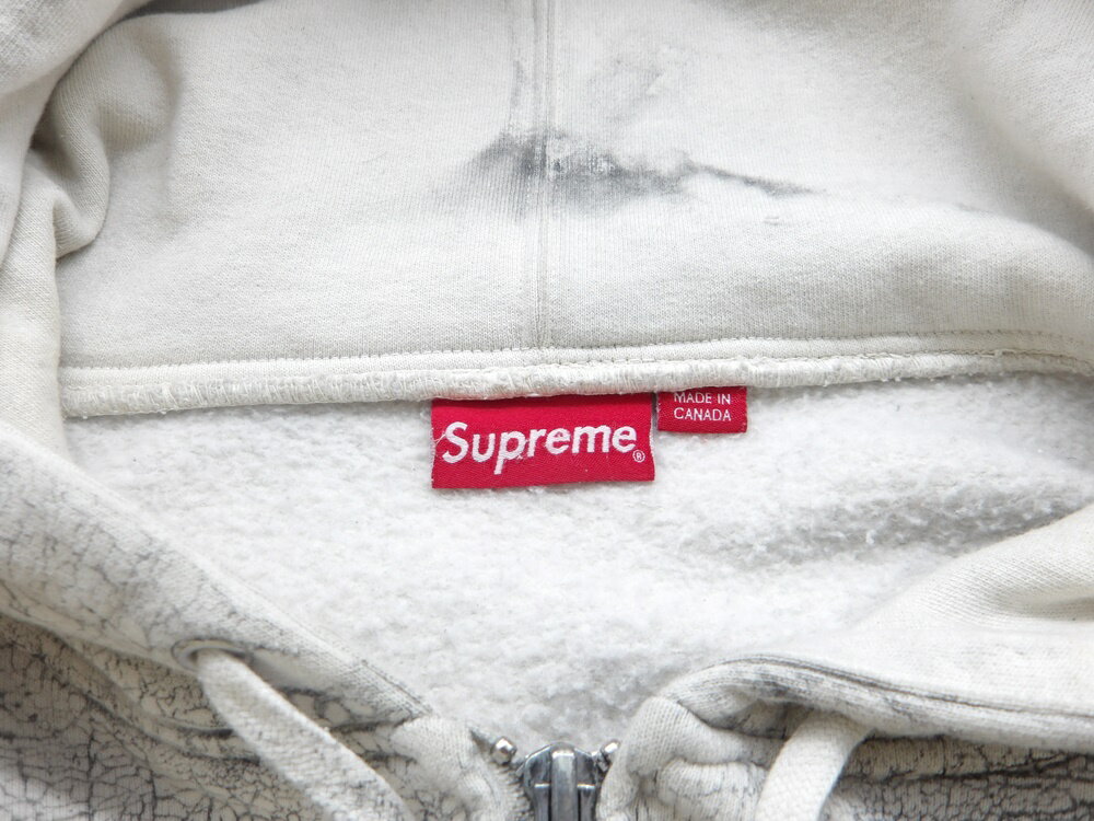 SUPREME Crackle Zip Up Hooded Sweatshirt Natural サイズL シュプリーム クラックル ジップアップ フーデッドスウェットシャツ ジップパーカー 大名店【中古】