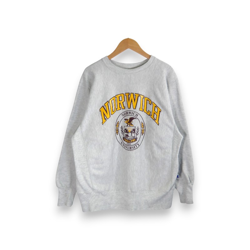 Rakuten - CHAMPION VINTAGE 90s NORWICH COLLEGE REVERSE WEAVE REWNECK ASH GRAY サイズL チャンピオン ヴィンテージ リバースウィーブ クルーネック スウェット トップス 大名店【中古】