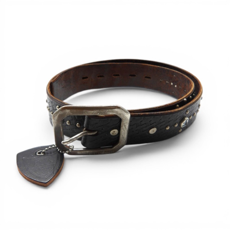 Rakuten - HTC EMBOSSED LEATHER RHINESTONE BELT サイズ34 エイチティーシー エンボス レザー ラインストーン ベルト スタッズ 大名店【中古】