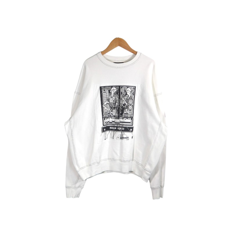 CAV EMPT (C.E) WASHED WHITE TEMPLE CREW NECK サイズL CES26CS02 キャブエンプト シーイー ウォッシュド ホワイト テンプル クルーネック スウェット トップス 大名店【中古】