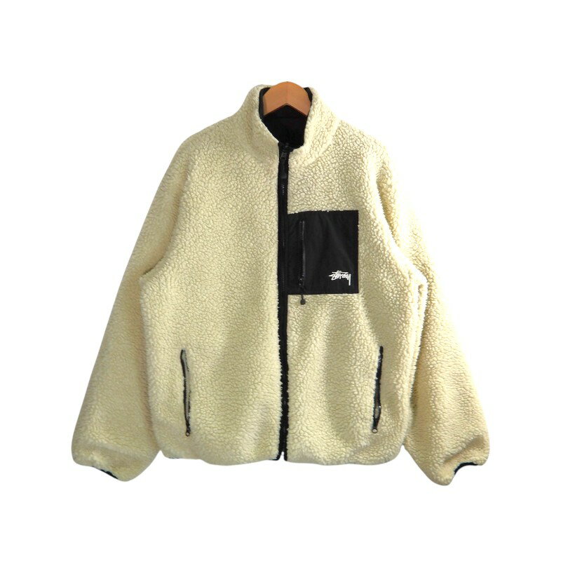 乐天商城 - STUSSY 22aw 8 BALL SHERPA JACKET NATURAL サイズL ステューシー 8ボール シェルパ ジャケット アウター リバーシブル 大名店【中古】