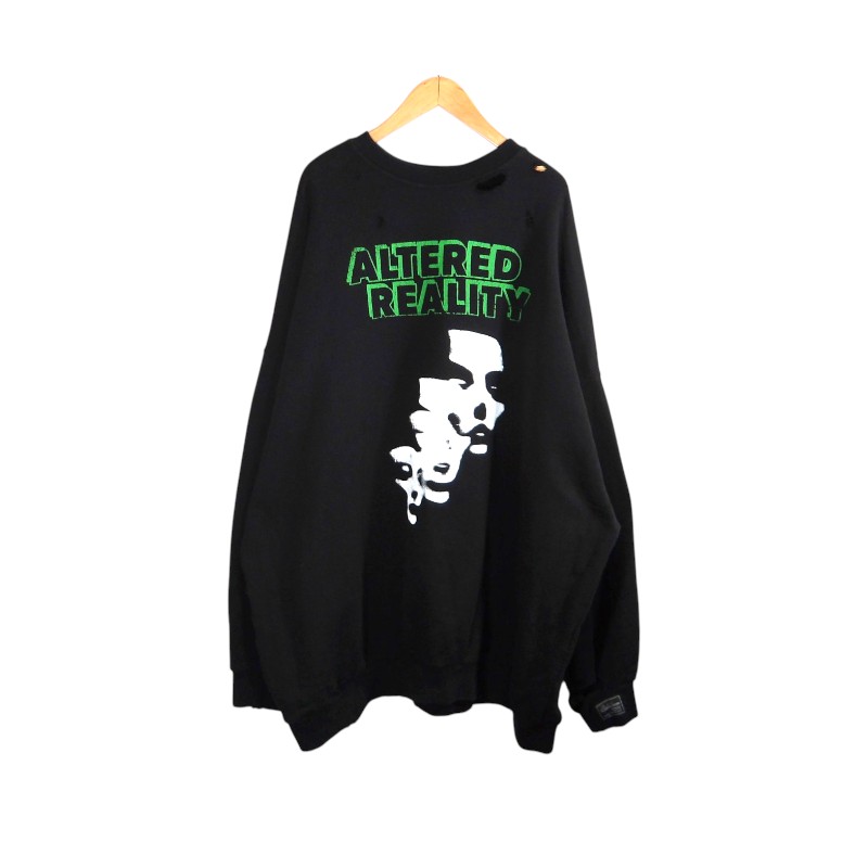 乐天商城 - RAF SIMONS 22aw DESTROYED ALTERED REALITYPRINT CREWNECK BLACK サイズ2 ラフシモンズ デストロイド アルタード リアリティプリント スウェット 大名店【中古】
