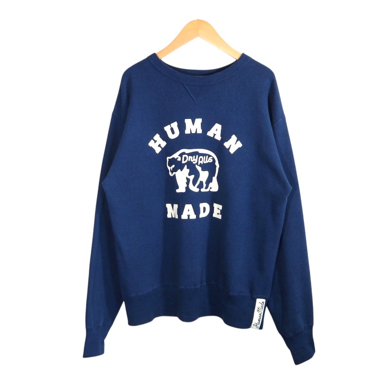 乐天商城 - HUMAN MADE TSURAMI SWEATSHIRT NAVY サイズL HM30CS028 ヒューマンメイド ツリアミ スウェットシャツ トップス 大名店【中古】