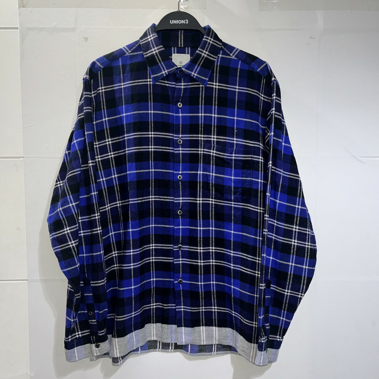 UNIFORM EXPERIMENT 22aw LINE FLANNEL CHECK REGULAR COLLAR BIG SHIRT Lサイズ ユニフォームエクスペリメント ラインフランネルチェックシャツ 南堀江店【中古】