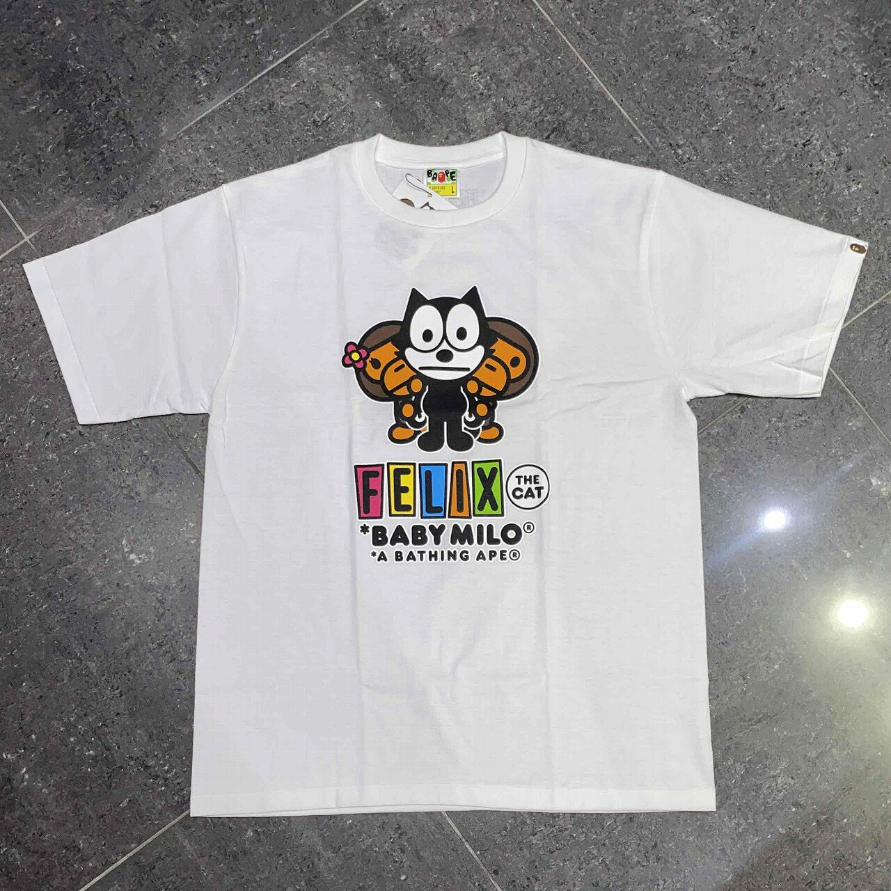 乐天商城 - A BATHING APE FELIX THE CAT BABY MILO TEE SIZE-L 2016年 アベイシングエイプ×フィリックスザキャット ベイビーマイロ半袖Tシャツ BAPE ベイプ 南堀江店【中古】