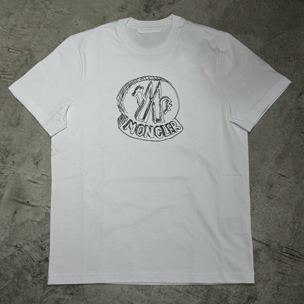 Rakuten - MONCLER SKETCH EMBROIDERED LOGO COTTON T-SHIRT SIZE-L L10918C0003589AUG モンクレール ロゴ コットン 半袖Tシャツ 心斎橋店【中古】