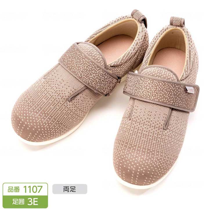 【3E】両足販売 徳武産業 あゆみシューズ ダブルマジック3ニット 1107