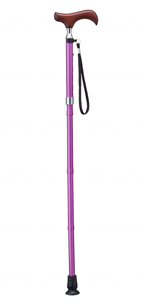 商品の仕様 ●サイズ／長さ約77〜87cm（5段階／2.5cm）、折りたたみ時：約29cm、グリップ長さ：12cm、ゴムチップ底径：4.0cm ●パイプ径／上部：1.9cm ●重さ／約290g ●材質／本体：アルミ合金、グリップ：ブナ ●適応ゴムチップ内径／16mm ●生産国／台湾 ●SGマーク取得商品 商品の説明 ・温もりのある木製グリップ。 ・握った時に手に沿うようにフィットするスリムネックタイプ。 ・ボトルのようにくびれた形状によって、着地時の衝撃を抑え、地面をしっかり捉えます。スムーズな体重移行を促し、歩行をサポートします。