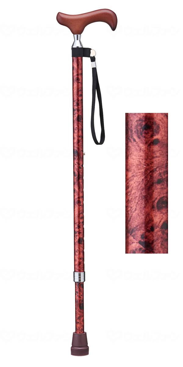 商品の仕様 ●サイズ／長さ73〜95cm（10段階／2.5cm）、グリップ長さ：12.5cm、ゴムチップ底径：3.8cm ●パイプ径／上部：2.2cm、下部：1.8cm ●重さ／340g ●材質／本体：アルミ、グリップ：木製 ●適応ゴムチップ内径／18mm ●生産国／台湾 ●SGマーク取得商品 商品の説明 ・グリップ＆シャフト＆先ゴムが大きく安定感があるためリハビリで人気。男性が持つ杖としても好評です。