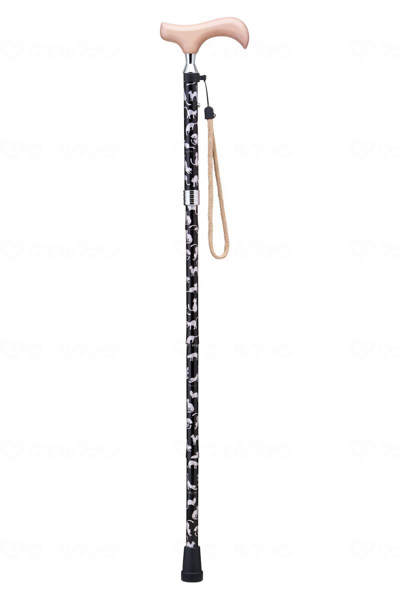商品の仕様 ●サイズ／長さ75〜85cm（5段階／2.5cm）、グリップ長さ：12cm、折りたたみ時：29cm、ゴムチップ底径：3.0cm ●パイプ径／上部：1.9cm、下部：1.6cm ●重さ／280g ●材質／本体：アルミ、グリップ：木製 ●適応ゴムチップ内径／16mm ●生産国／台湾 ●SGマーク取得商品 商品の説明 ・可愛らしさと機能性を兼ね備えた猫柄杖。 ・可愛い猫と楽しくお出かけ♪スリムネックグリップで持ちやすい。 ・木製グリップと可愛い猫柄で温かみのある柔らかい印象のステッキに仕上げました。 ・スリムネックでフィット感と握りやすさも向上しました。