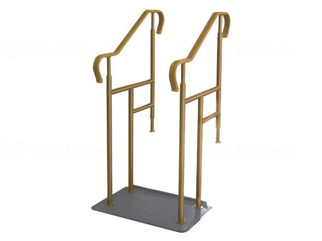商品の仕様 ●サイズ／幅69.5×奥行79×高さ90〜126cm ●重さ／約27kg ●材質／（手すり部）ジョイント・フレーム：ステンレス・手すり：樹脂被膜、（ベースプレート）本体：ステンレス・エッジカバー：PVC ●対応段差／20〜40cm ●生産国／日本 商品の説明 ・従来タイプよりコンパクトになり狭い玄関などにも対応できます。 ・段差の小さいステンレス製ベースプレート：床からの段差を最小限の高さにし、さらに、ベースプレートとエッジカバーをフラットにしたので、つまずきにくい構造で、安心してお使いいただけます。 ・らくらくメンテナンスベースプレート：ベースプレートエッジカバーに接着剤を使用していないため着脱が容易で、メンテナンス性も抜群です。 ・ベースプレートにぴったりフィットする安心マット：マットがベースプレートにぴったりフィットする安心設計です。また、容易に着脱して水洗いができるため、いつでも清潔な状態でお使いいただけます。 ・組立が簡単：重たいベースプレートを裏返したりせずに、表面より手すりを取りつけることができます。 ・小さな玄関などにも対応できます。 大型商品は送料実費となります