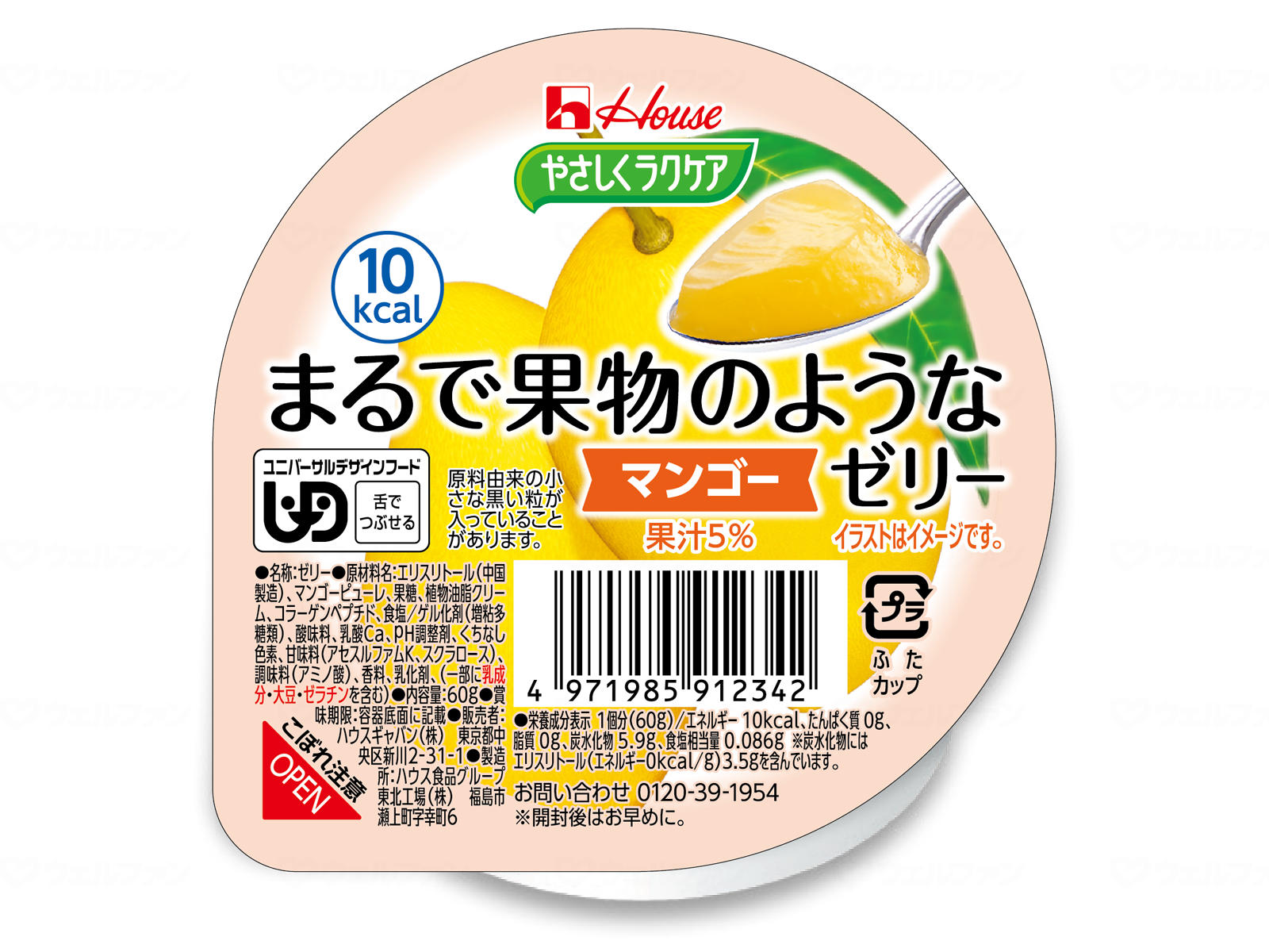 お試し価格!お1人様1個限り やさしくラクケア まるで果物のようなゼリー マンゴー / 091234 60g