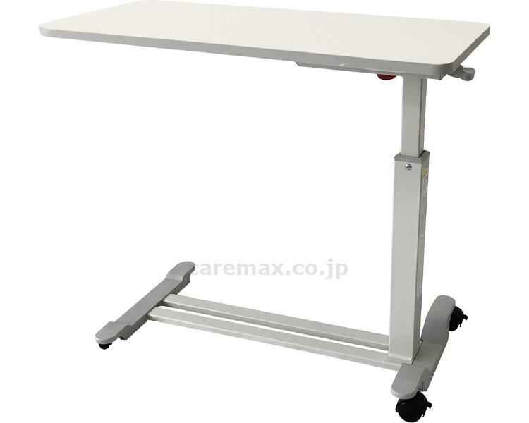 【商品の仕様】 ●サイズ／幅84×奥行43×高さ60〜84cm、天板：幅84×奥行40cm、ベース高さ：4.5cm ●重さ／14.4kg ●材質／ベースフレーム・支柱：スチール・樹脂、天板：合成樹脂化粧繊維板（メラミン樹脂） ●耐荷重／30kg ●生産国／ベトナム 【商品の説明】 ・安全機構を新たに搭載し、天板の剛性を大幅に向上したガス圧式ベッドサイドテーブル。 ・天板のぐらつきを抑え、安定した使い心地です。 ・ベッド等との挟み込みによる事故を防ぐ、安全機構を搭載しています。 ・傷が付きにくく熱や水分に強い、メラミン化粧板を天板に使用しています。 ・キャスターはストッパー付き（支柱側2輪）で、不意に動くことを防ぎます。 大型商品は送料実費となります
