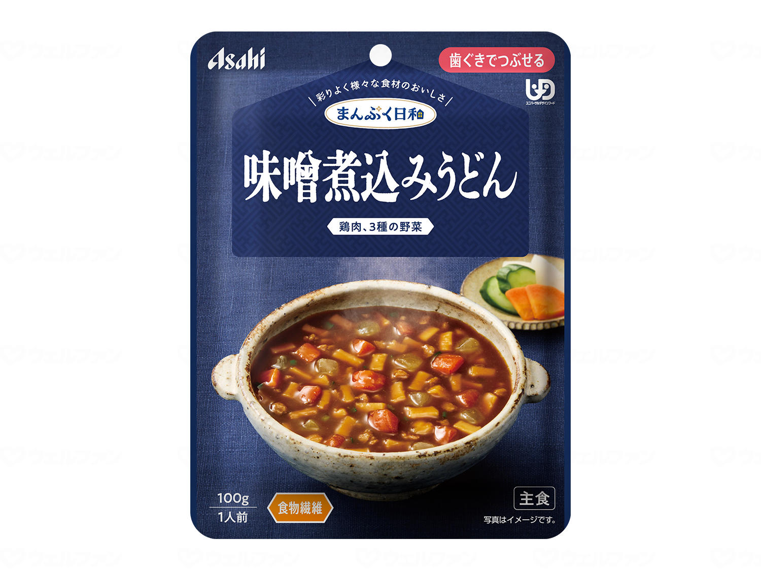 商品の仕様 ●原材料／野菜（にんじん、だいこん、青ねぎ）、うどん（小麦を含む）（国内製造）、みそ（大豆を含む）、水溶性食物繊維、鶏肉加工品（卵・乳成分・豚肉を含む）、発酵調味料、かつお昆布だし、チキンエキス、香味野菜ペースト、砂糖／増粘剤（...