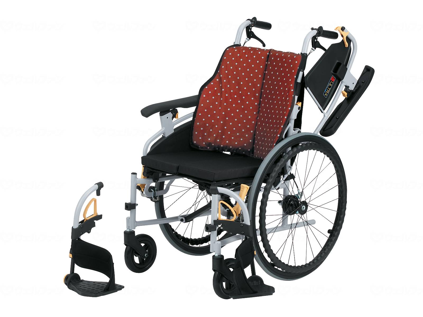 非課税商品 日進医療器 シン・ウルトラ 多機能・自走用 車いす NA-SU2W / 座幅43cm カキチャ（柿茶） ..