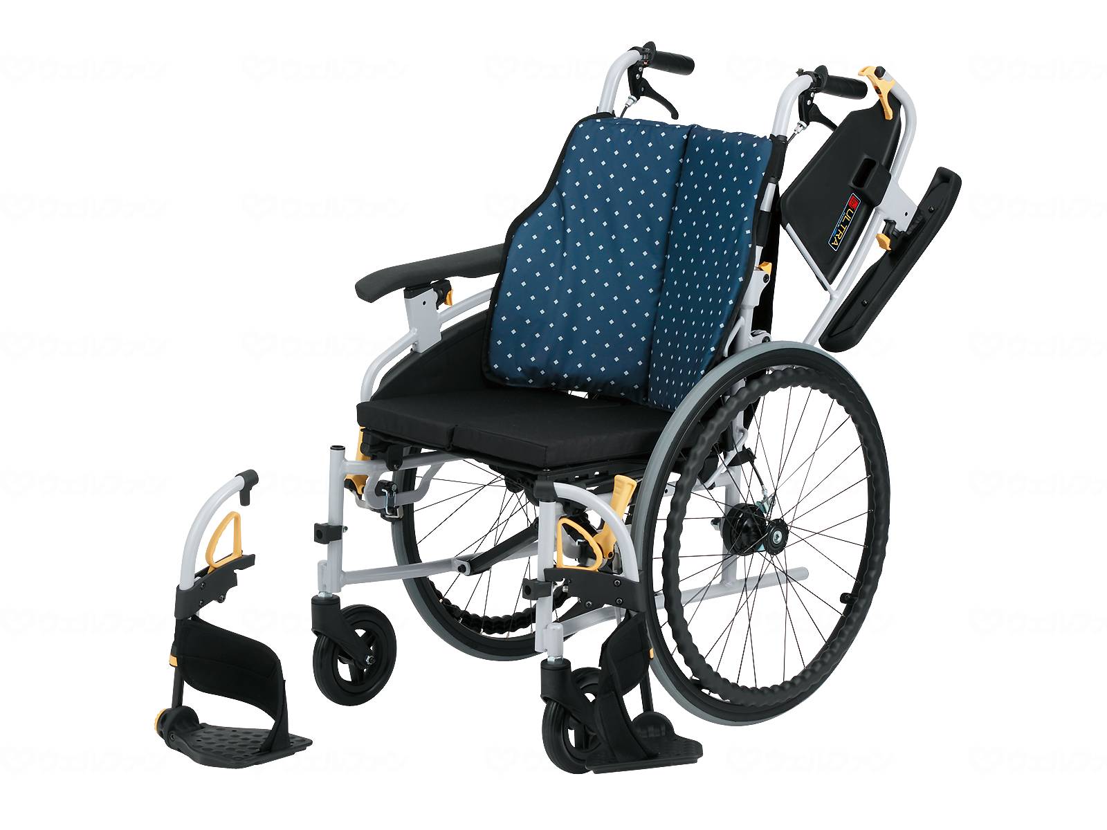 非課税商品 日進医療器 シン・ウルトラ 多機能・自走用 車いす NA-SU2W / 座幅43cm テツコン（鉄紺） ..