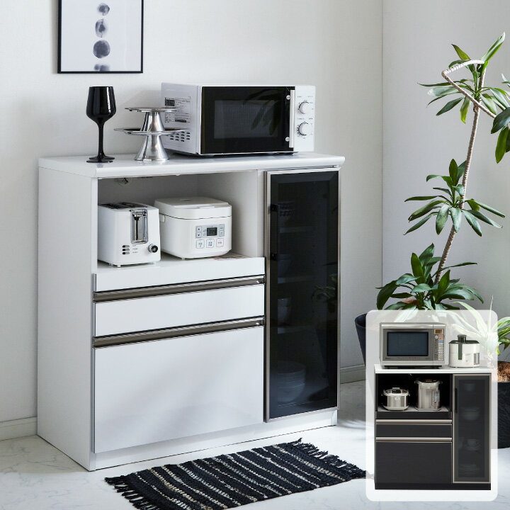 キッチンカウンター 90 完成品 カウンター 国産 日本製 木製 収納 引き出し キッチン収納 モイス / ハ..