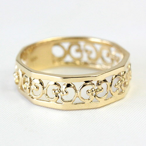 K18 18金 リング ファッションリング 透かしデザイン 【文字入れ不可】※ プラチナ リング も作成可 ※幅広デザインの為通常より少し大きめがお勧めです