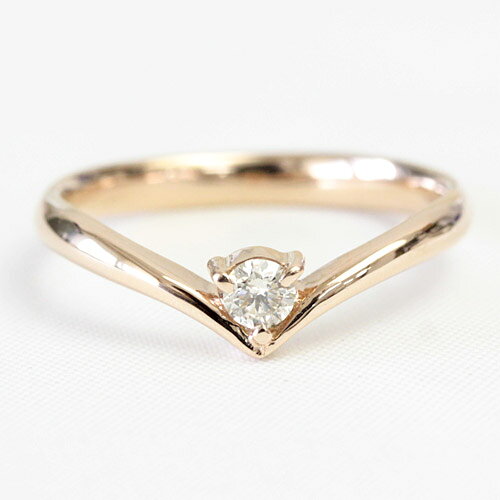 Diamond - K18 18金 リング シャンパン ブラウンダイヤ リング 0.1ct V字 Vデザイン リング ピンクゴールド ホワイトゴールド イエローゴールド