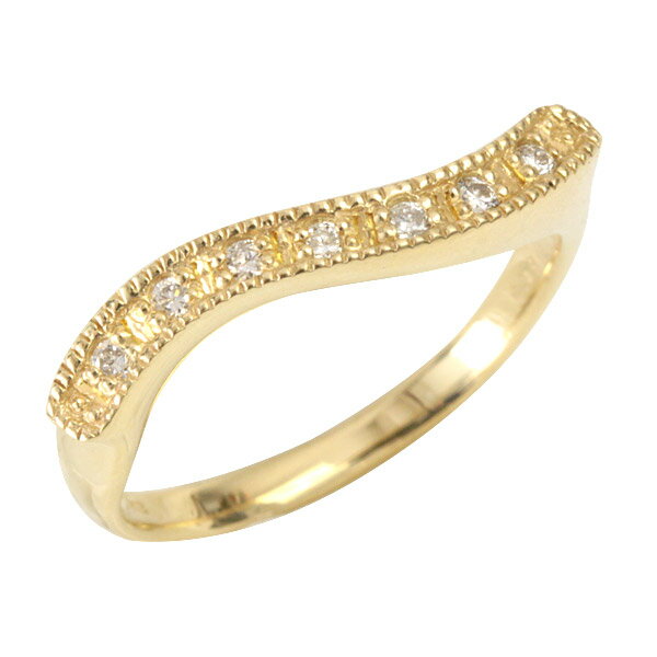 K18 リング ダイヤモンド リング 0.1ct ミル打ち ミルグレイン ダイヤ リング SIクラス 18金