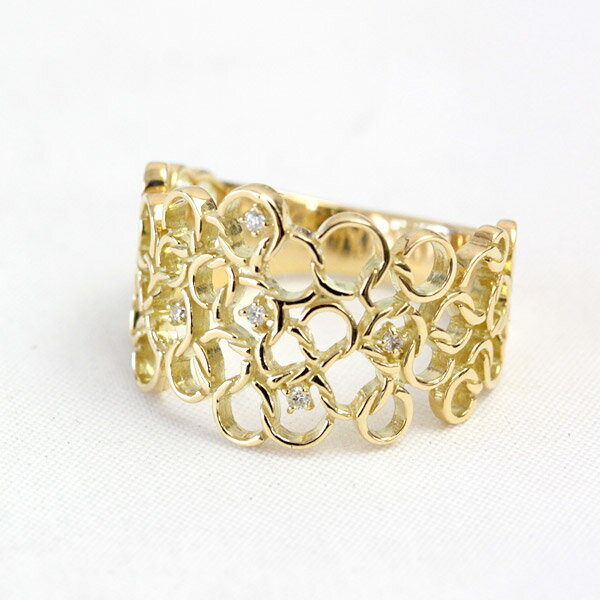 K18 18金 リング ダイヤモンド リング 0.03ct ダイヤ リング SIクラス 幅広の為現在のサイズより少し大きめがお勧めです 【文字入れ不可】