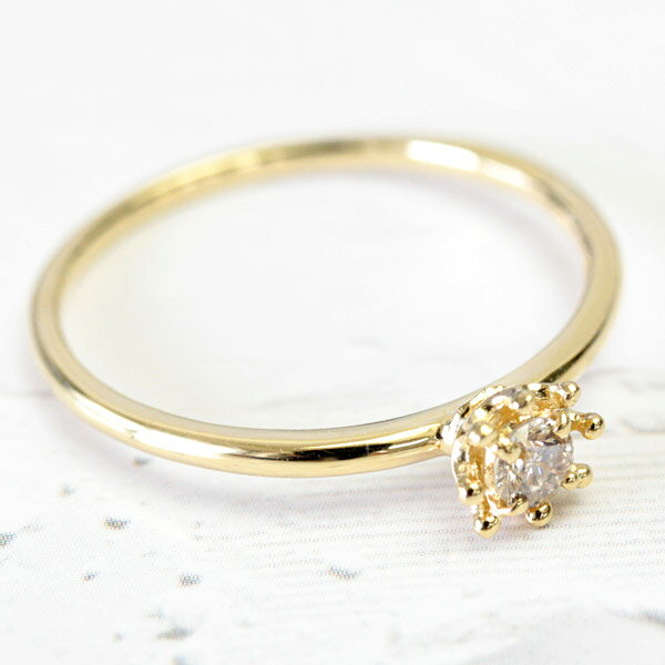 K18 ダイヤモンド リング 0.1ct ダイヤ リング 18金 SI H&Cミルククラウン 一粒 華...