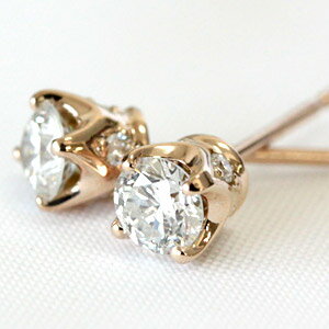 樂天商城 - K18 横顔も美しい ダイヤモンド 四本爪 スタッド ピアス 0.4ct　H&C　ハート＆キューピッド