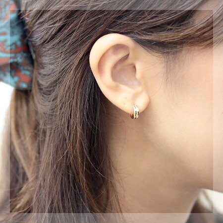 K18 ミラーカット フープピアス　3mm×10mm ゴールド/ピンクゴールド クロッシング ピアス 輪っか 石なし 地金 ※商品は1ペア価格ですのでご安心下さい【安心の日本製】 2