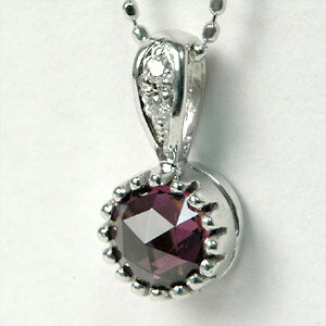 K18 ローズカットロードライトガーネット5.0mm×ダイヤモンド　ペンダントトップ