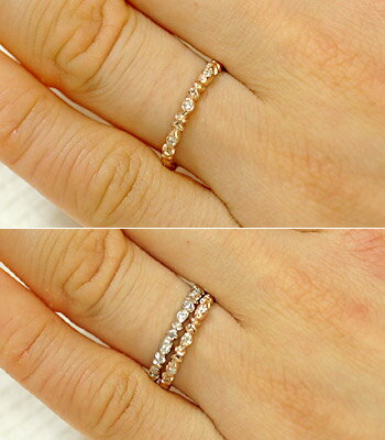 K18 18金 リング ダイヤモンド リング0.05ct ファランジリング ピンキーリング ピンクゴールド ホワイトゴールド イエローゴールド